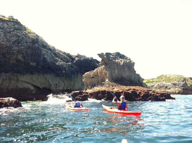  With the kayaks in the sea 